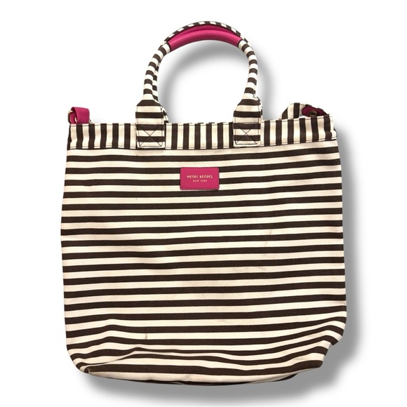 henri bendel Handbags - Henri Bendel New York Canvas Magazine Striped Tote Bag